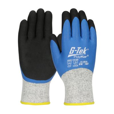 Protective Industrial Products 41-8035 Seamless Knit Single-Layer PolyKor®/ Acrylic Blend Glove with Double-Dip Latex MicroSurface Grip on Full Hand