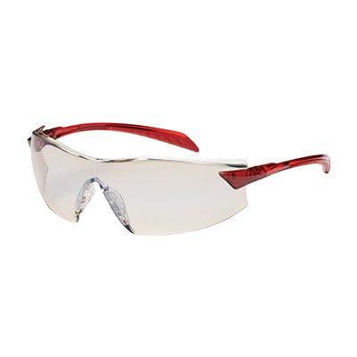 Protective Industrial Products 250-45-1226 Rimless Safety Glasses with Red Temple, I/O Blue Lens and Anti-Scratch / Anti-Fog Coating