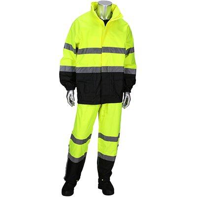 Protective Industrial Products 4530 ANSI Type R Class 3 Two-Piece Rain Suit with Black Bottom