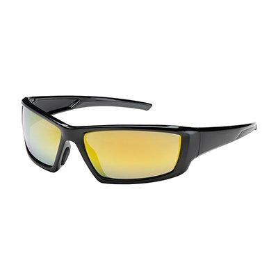 Protective Industrial Products 250-47-0007 Full Frame Safety Glasses with Black Frame, Gold Mirror Plus Lens and Anti-Scratch / Anti-Reflective Coating