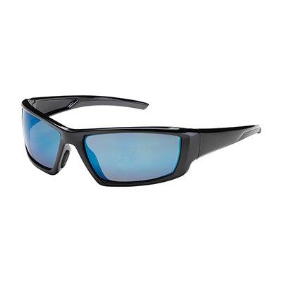 Protective Industrial Products 250-47-0006 Full Frame Safety Glasses with Black Frame, Blue Mirror Plus Lens and Anti-Scratch / Anti-Reflective Coating