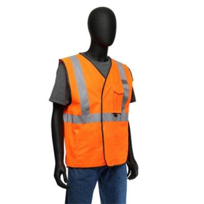 Protective Industrial Products 47204 ANSI Type R Class 2 Value Four Pocket Solid Vest