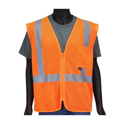 Protective Industrial Products 47206Z ANSI Type R Class 2 Value Two Pocket Zipper Mesh Vest