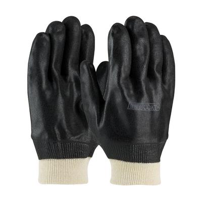 Protective Industrial Products 58-8115DD Premium PVC Dipped Glove with Interlock Liner and Rough Sandy Finish - Knit Wrist