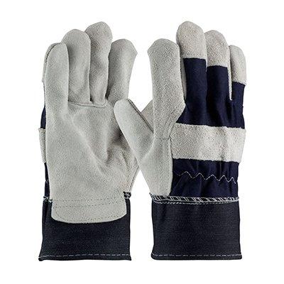 Protective Industrial Products 85-DB7563 Economy Grade Shoulder Split Cowhide Leather Palm Glove with Denim Back - Denim Safety Cuff