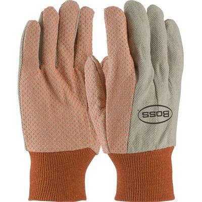 Protective Industrial Products SOK01PDI Cotton Canvas Glove with Orange PVC Dotted Grip on Palm, Thumb and Index Finger - 10 oz.