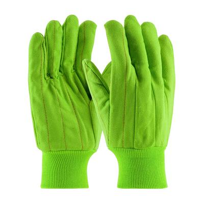 Protective Industrial Products K82SCNCGRI Hi-Vis Cotton Single Palm Glove with Nap-in Finish - Knitwrist