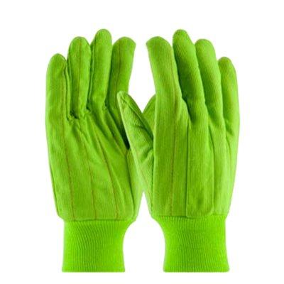 Protective Industrial Products 92-918PCG Hi-Vis Cotton / Polyester Double Palm Glove with Nap-in Finish - Knitwrist