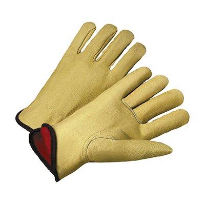 Protective Industrial Products 9940KF Top Grain Pigskin Leather Glove with Red Fleece Lining - Keystone Thumb