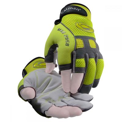 Protective Industrial Products 2958 Multi-Activity Glove with Sheep Grain Leather Palm and Hi-Vis AirMesh™ Back - Partial Half-Finger