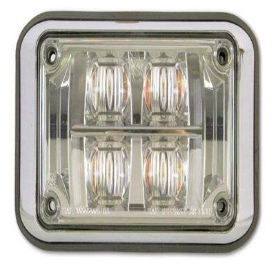 Akron Brass V34W-C0HRW 3x4 Diamondback LED Warning Lamp Head, Red/White Horizontal Split, Clear Optics, Clear Lens