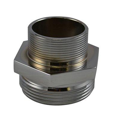South park corporation HDM3218AC HDM32, 2.5 National Pipe Thread (NPT) Male X 1.5 National Standard Thread (NST) Male Nipple Brass Chrome Plated, Hex Adapter