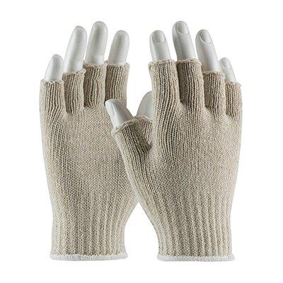 Protective Industrial Products K708SFL Medium Weight Seamless Knit Cotton/Polyester Glove - Natural with Half-Finger