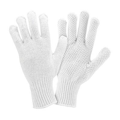 Protective Industrial Products K708SKW Medium Weight Seamless Knit Cotton/Polyester Glove with White PVC Dotted Grip