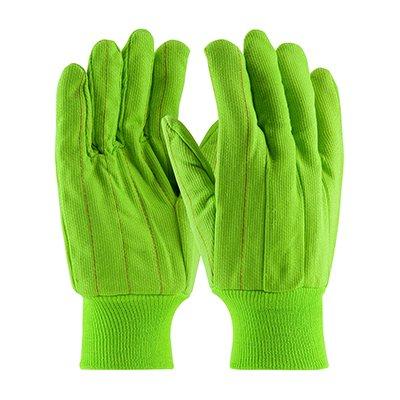 Protective Industrial Products K81CNCGRI Hi-Vis Cotton Double Palm Glove with Nap-in Finish - Knitwrist