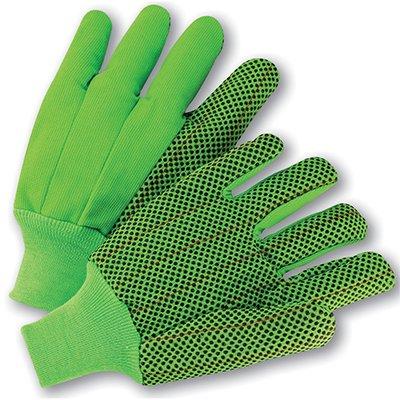 Protective Industrial Products K81SCNCGRIPD Hi-Vis Corded Double Palm Glove with PVC Dot Grip on Palm, Thumb and Forefinger