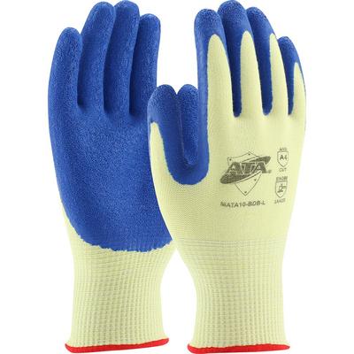 Protective Industrial Products MATA10-BDB Seamless Knit PolyKor® Blended Glove with Blue Latex Coated Crinkle Grip on Palm & Fingers