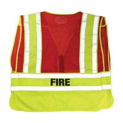Protective Industrial Products 302-PSV-RED ANSI Type P Class 2 Public Safety Vest - FIRE Logo