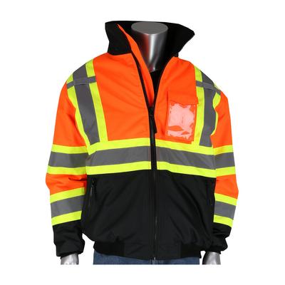 Protective Industrial Products 333-1745X ANSI Type R Class 3 and CSA Z96 Two-Tone X-Back, Black Bottom Bomber Jacket