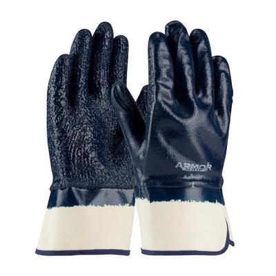 Protective Industrial Products 56-3147 Nitrile Dipped Glove with Terry Cloth Liner and Heavy Weight Rough Grip on Full Hand -  Plasticized Safety Cuff