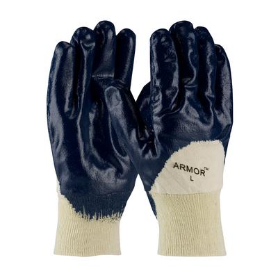 Protective Industrial Products 56-3151 Nitrile Dipped Glove with Jersey Liner and Smooth Finish on Palm, Fingers & Knuckles - Knitwrist