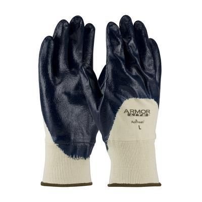 Protective Industrial Products 56-3170 Nitrile Dipped Glove with Interlock Liner and Textured Finish on Palm, Fingers & Knuckles - Knitwrist