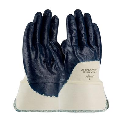 Protective Industrial Products 56-3175 Nitrile Dipped Glove with Interlock Liner and Textured Finish on Palm, Fingers & Knuckles - Plasticized Safety Cuff