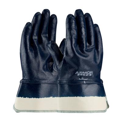 Protective Industrial Products 56-3176 Nitrile Dipped Glove with Interlock Liner and Textured Finish on Full Hand - Plasticized Safety Cuff