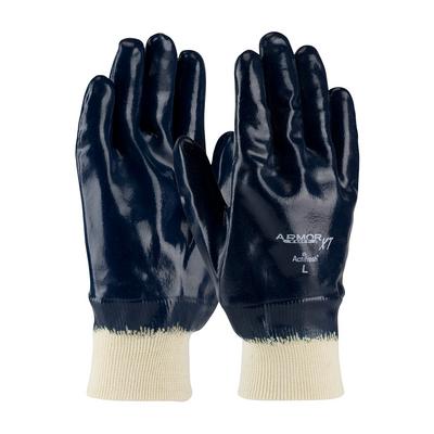 Protective Industrial Products 56-3186 Nitrile Dipped Glove with Jersey Liner and Smooth Finish on Full Hand - Knitwrist