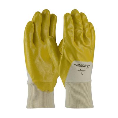 Protective Industrial Products 56-3975 Nitrile Dipped Glove with Interlock Liner and Textured Finish on Palm, Fingers & Knuckles - Knitwrist