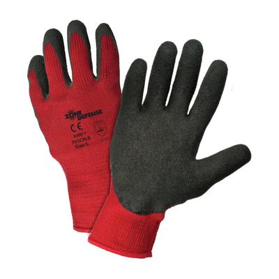 Protective Industrial Products 701CRLB Seamless Knit Cotton / Polyester Glove with Latex Coated Crinkle Grip on Palm & Fingers