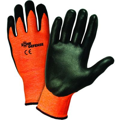 Protective Industrial Products 703CONF Hi-Vis Seamless Knit HPPE Blended Glove with Nitrile Foam Grip on Palm & Fingers