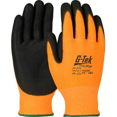 Protective Industrial Products 703COPB Hi-Vis Seamless Knit HPPE Blended Glove with Polyurethane Coated Palm & Fingers