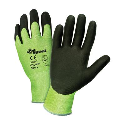 Protective Industrial Products 705CGNF Hi-Vis Seamless Knit HPPE Blended Glove with Nitrile Foam Coated Grip on Palm & Fingers