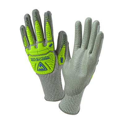 Protective Industrial Products 710HGUBHVG Seamless Knit HPPE Blended Glove with Hi-Vis Impact Protection and Polyurethane Coated Flat Grip on Palm & Fingers