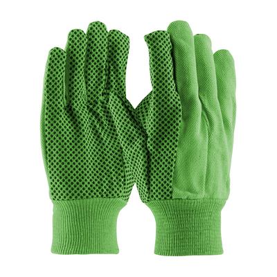 Protective Industrial Products 710KGRPD Hi-Vis Premium Grade Cotton Canvas Glove with PVC Dotted Grip on Palm, Thumb and Index Finger - 10 oz.