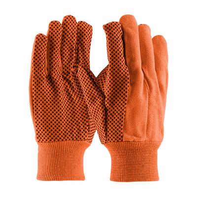 Protective Industrial Products 710KORPD Hi-Vis Premium Grade Cotton Canvas Glove with PVC Dotted Grip on Palm, Thumb and Index Finger - 10 oz.