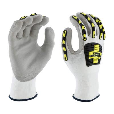 Protective Industrial Products 713HGWUB Seamless Knit HPPE Blended Glove with Impact Protection and Polyurethane Coated Flat Grip on Palm & Fingers