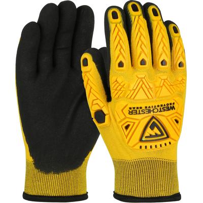 Protective Industrial Products 713WHPTPDB Seamless Knit HPPE/Nylon Blended Glove with Acrylic Lining and PVC Foam Grip - TPR Impact Protection