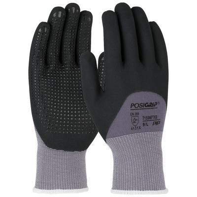 Protective Industrial Products 715SNFTKD Seamless Knit Nylon Glove with Nitrile Coated Foam Grip on Palm, Fingers & Knuckles - Micro Dot Palm