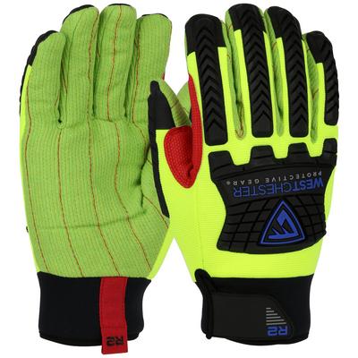 Protective Industrial Products 87812 R2 Winter Green Corded Palm Rigger Glove with Hook and Loop Wrist