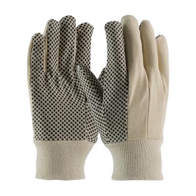 Protective Industrial Products 91-908PDC Premium Grade Cotton Canvas Glove with PVC Dotted Grip on Palm, Thumb and Index Finger - 8 oz.