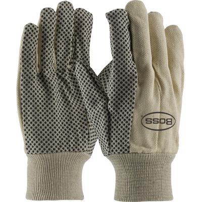 Protective Industrial Products 91-910PD Premium Grade Cotton Canvas Glove with PVC Dotted Grip on Palm, Thumb and Index Finger - 10 oz.