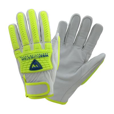 Protective Industrial Products 9916 Top Grain Goatskin Leather Drivers Glove with Kevlar® Blend Lining and Hi-Vis TPR Impact Resistance