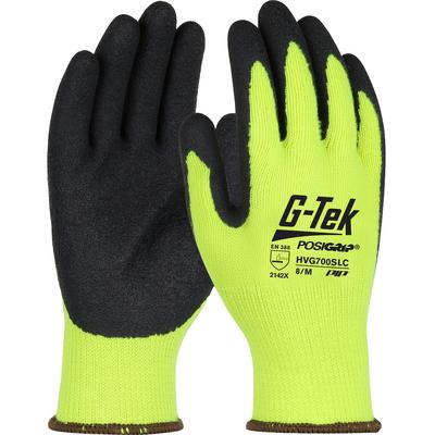 Protective Industrial Products HVG700SLC Hi-Vis Seamless Knit Cotton/Polyester Glove with Latex Coated Crinkle Grip on Palm & Fingers