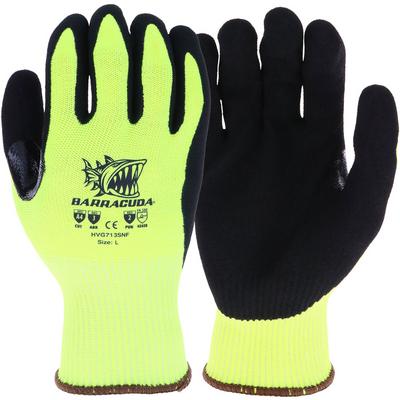 Protective Industrial Products HVG713SNF Hi-Vis Seamless Knit PolyKor® Blended Glove with Nitrile Coated Coated Sandy Grip on Palm & Fingers - Touchscreen Compatible