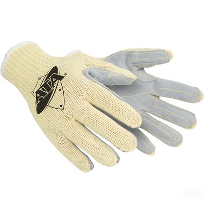 Protective Industrial Products MATA30-BH Seamless Knit ATA/Cotton Blended Glove with Split Cowhide Leather Palm and Kevlar Stitching - Knit Wrist