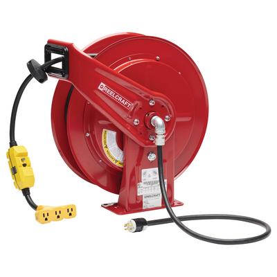 Reelcraft L 70075 123 9GC 12/3 75 ft. Triple Outlet w/ GFCI Power Cord Reel