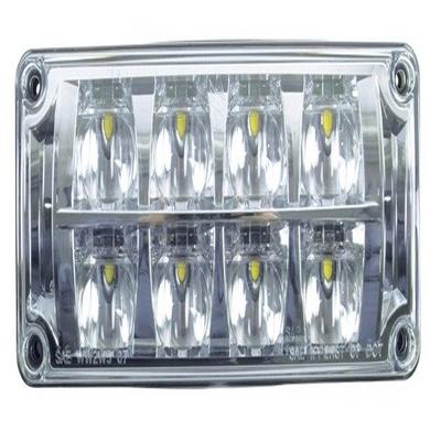 Akron Brass V37W-C00R 3x7 Diamondback LED Warning Lamp Head, Red LEDs, Clear Optics, Clear Lens